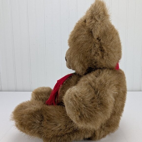 Vintage Russ Benjamin Brown Teddy Bear Plush 18" Stuffed Animal 947 Red Scarf - Picture 4 of 9